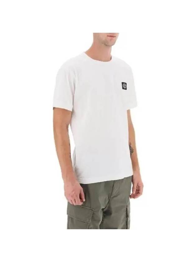 Logo Patch Short Sleeves T-Shirt White - STONE ISLAND - BALAAN 3