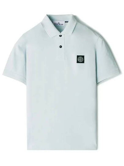 Organic Cotton Elastane Polo Shirt Sky Blue - STONE ISLAND - BALAAN 2