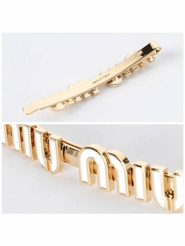 Enamel Metal Hair Clip Gold White - MIU MIU - BALAAN 5