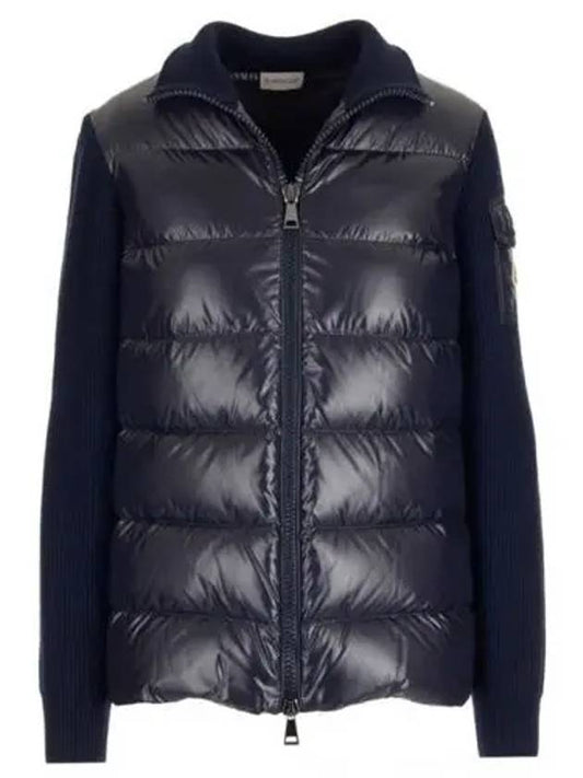 Merino Wool Padded Cardigan Navy - MONCLER - BALAAN 2