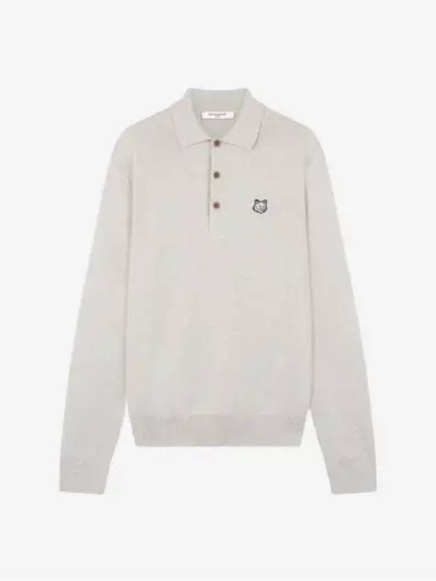 Fox Head Patch Long Sleeve Polo Shirt Light Grey Melange - MAISON KITSUNE - BALAAN 2