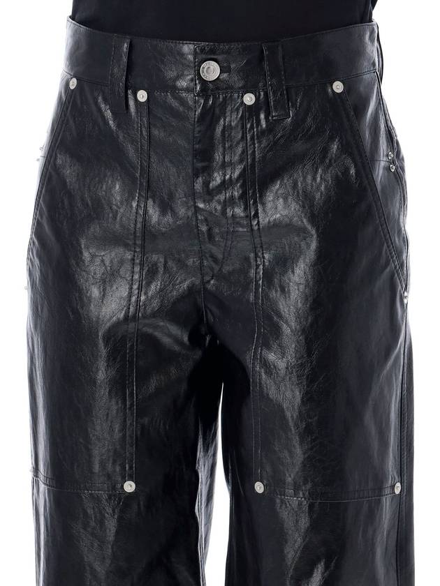 Ariete leather straight pants black - ISABEL MARANT ETOILE - BALAAN 4