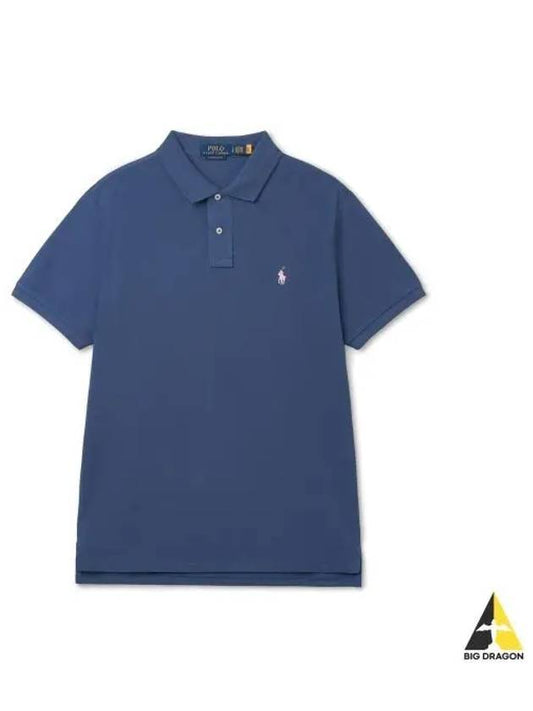 Custom slim fit mesh polo shirt navy - POLO RALPH LAUREN - BALAAN 1