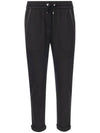 Cotton Silk Fleece Track Pants Black - BRUNELLO CUCINELLI - BALAAN 2