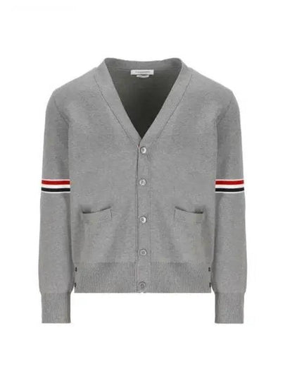 Milano Stitch Sprite Armband Cotton V-neck Cardigan Light Grey - THOM BROWNE - BALAAN 2