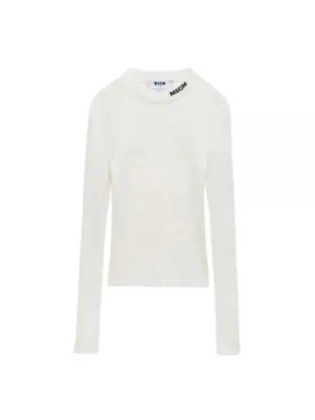 Stretch Ribbed Viscose Knit Top White - MSGM - BALAAN 2