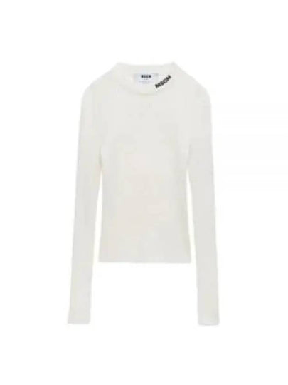 Stretch Ribbed Viscose Knit Top White - MSGM - BALAAN 2