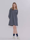 Stripe Collar Midi Dress Navy - METAPHER - BALAAN 5