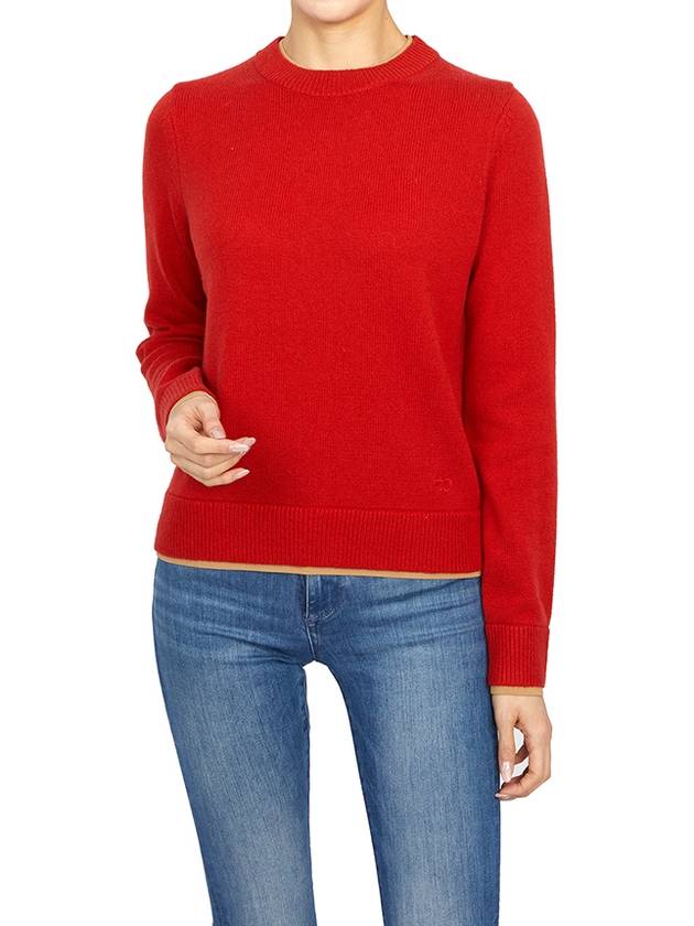 Double Layer Cashmere Crewneck Knit Top Red - TORY BURCH - BALAAN 6