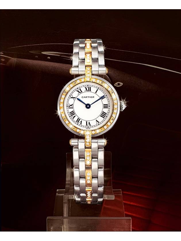 Panda Round White Roman Women s Diamond Combi Watch - CARTIER - BALAAN 3