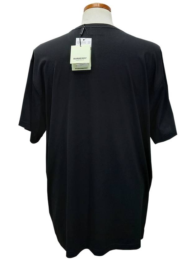 Logo Print Cotton Oversized Short Sleeve T-Shirt Black - BURBERRY - BALAAN 4