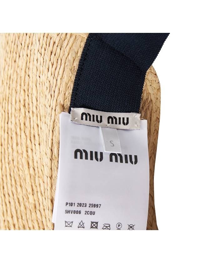 Logo Ribbon Raffia Bucket Hat Beige - MIU MIU - BALAAN 7