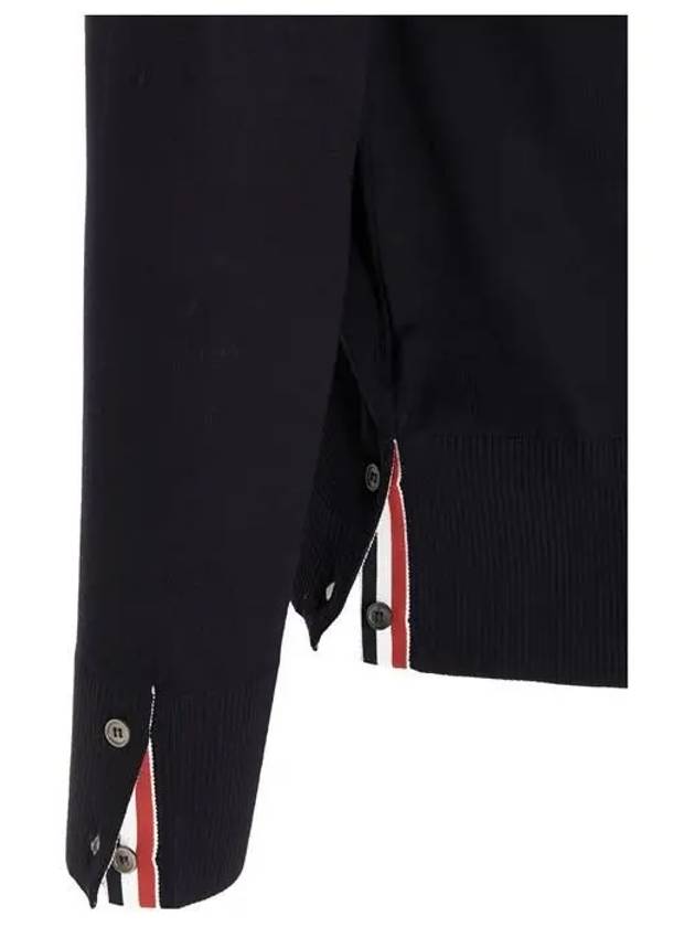 Men's Sustainable Classic Diagonal Wool Cardigan Navy - THOM BROWNE - BALAAN 8