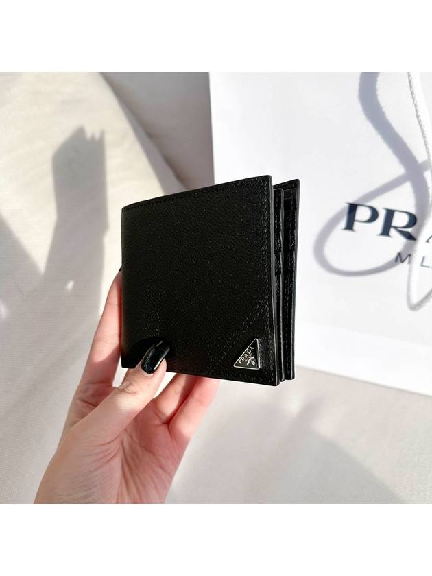 Triangle Logo Vitello Micro Grain 3 fold Half Wallet 2MO100 2CB2 F0002 - PRADA - BALAAN 3