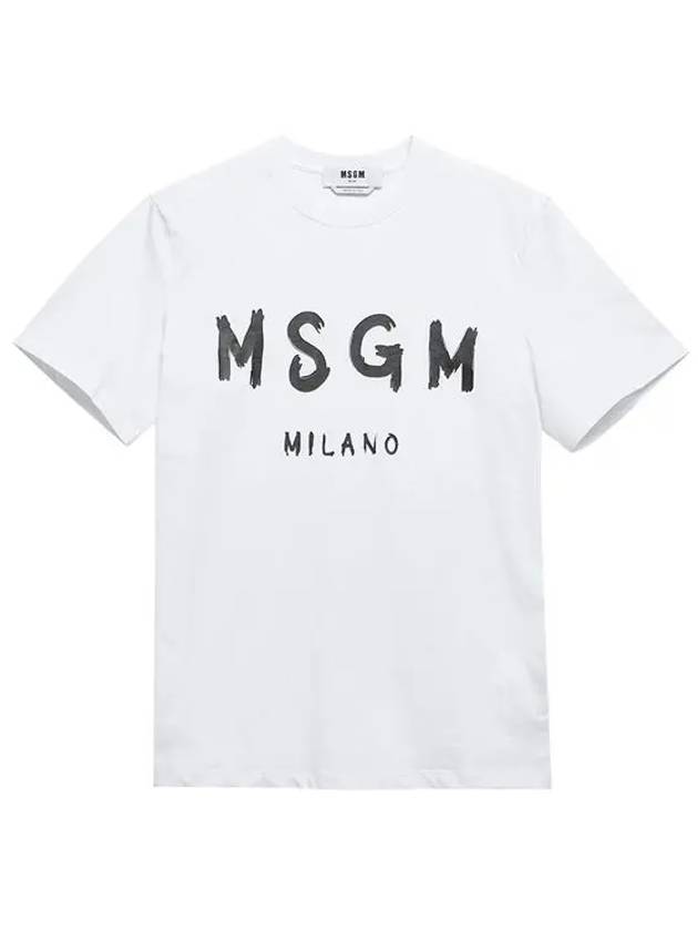 Brushed Logo Short Sleeve T-Shirt White - MSGM - BALAAN 3