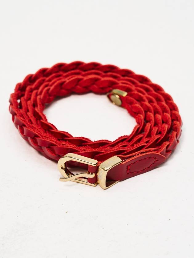 Slim Point Woven Leather BeltRed - SORRY TOO MUCH LOVE - BALAAN 1