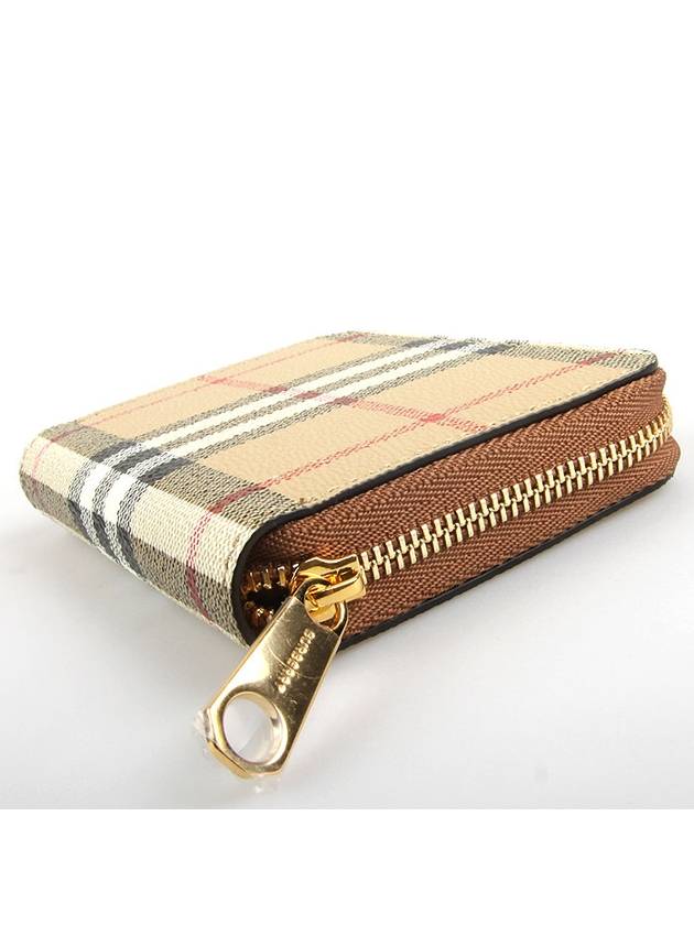 Check Leather Coin Wallet Beige - BURBERRY - BALAAN 4