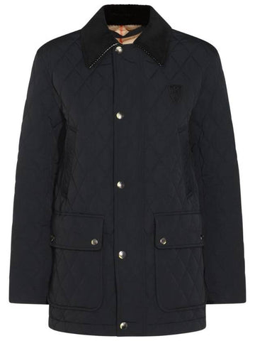 Barn Corduroy Collar Quilted Jacket Black - BURBERRY - BALAAN 1