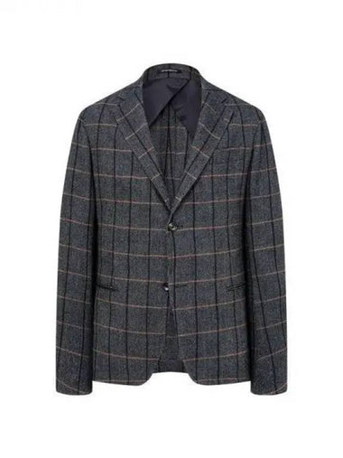 Men s multi check wool single jacket charcoal 270616 - EMPORIO ARMANI - BALAAN 1