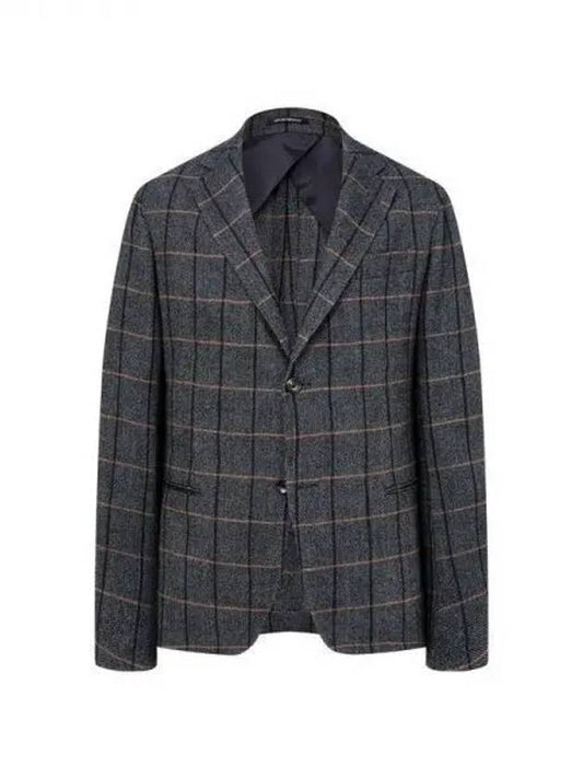 Men s multi check wool single jacket charcoal 270616 - EMPORIO ARMANI - BALAAN 1