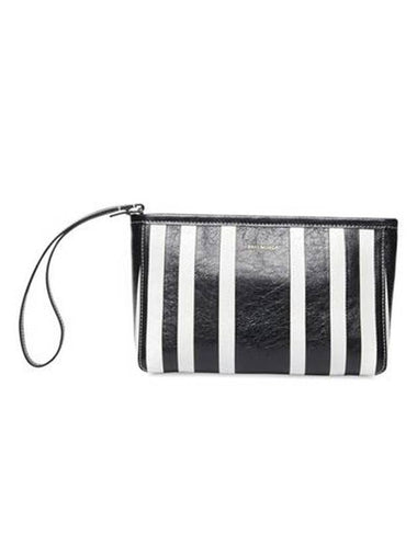 Barbes Striped Zipper Clutch Bag Black - BALENCIAGA - BALAAN 1