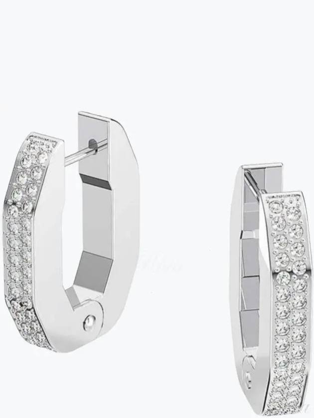 Dextera Octagon Small Hoop Earrings Silver - SWAROVSKI - BALAAN 2