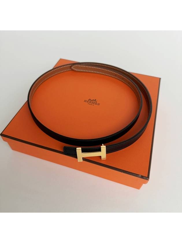 Focus gold buckle 13mm black gold double-sided belt - HERMES - BALAAN 6