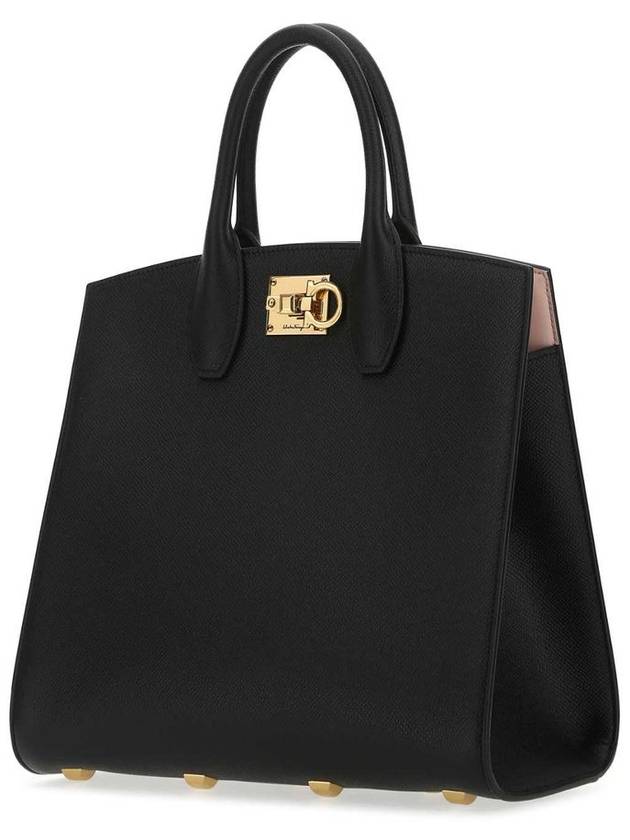 Medium Studio Box Tote Bag Black - SALVATORE FERRAGAMO - BALAAN 3