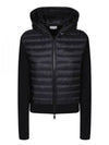 Women's Padded Wool Zip-Up Hooded Cardigan Black - MONCLER - BALAAN 2