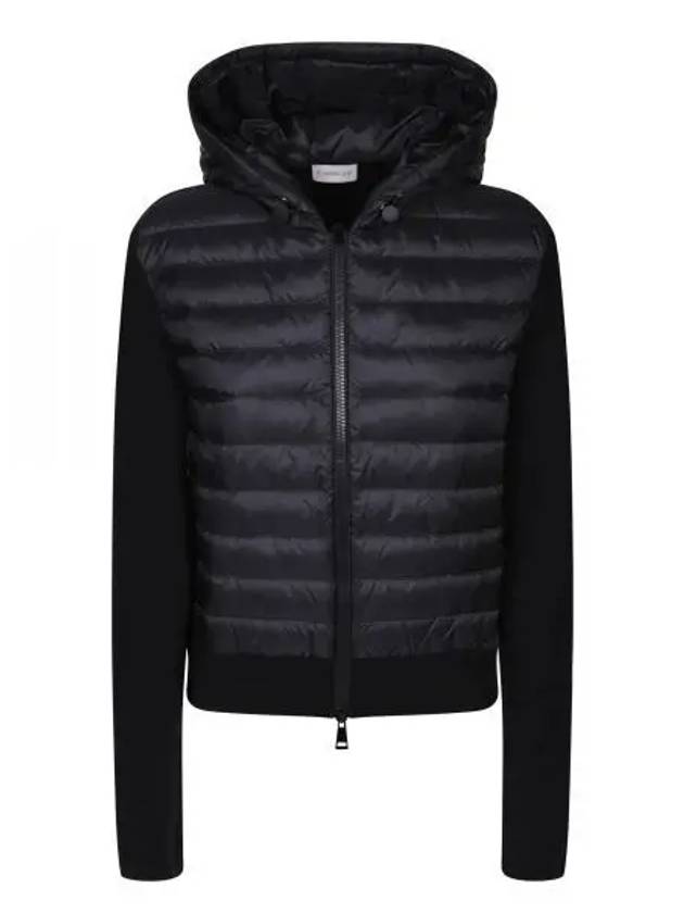 Women's Padded Wool Zip-Up Hooded Cardigan Black - MONCLER - BALAAN 2