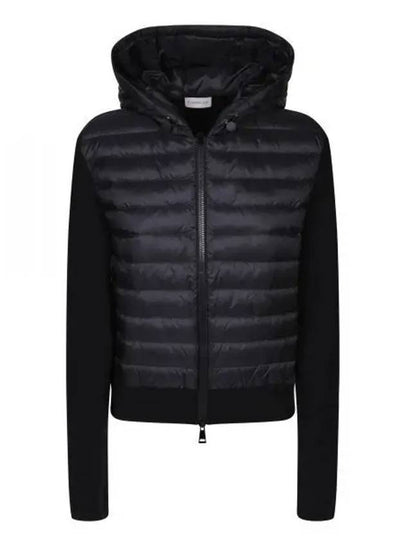 Women's Padded Wool Zip-Up Hooded Cardigan Black - MONCLER - BALAAN 2