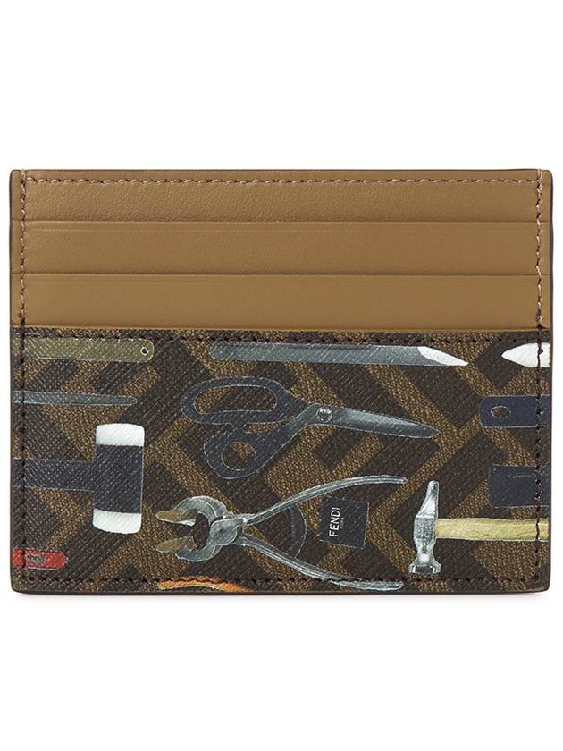 Men's FF Canvas Card Wallet Brown - FENDI - BALAAN 3