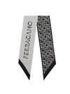 Graffiti Print Silk Bandeau Scarf Black Ivory - SALVATORE FERRAGAMO - BALAAN 1