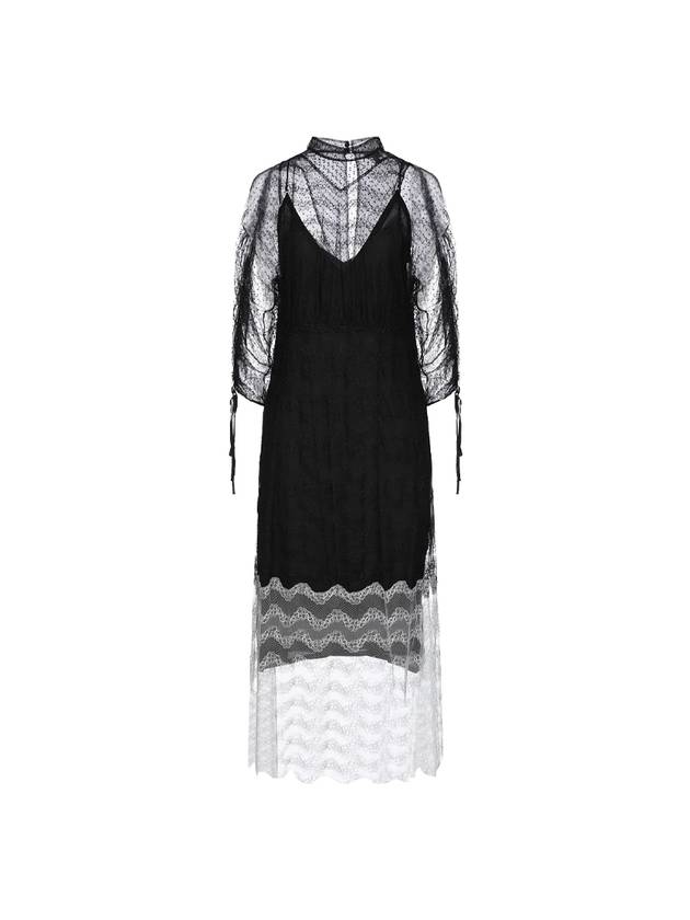 Women's Geometric Lace Long One Piece Black - BURBERRY - BALAAN 1