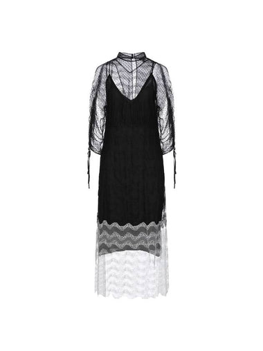 Women's Geometric Lace Long One Piece Black - BURBERRY - BALAAN 1