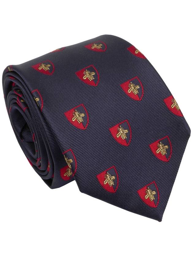 Bee Logo Silk Tie Navy - GUCCI - BALAAN 2