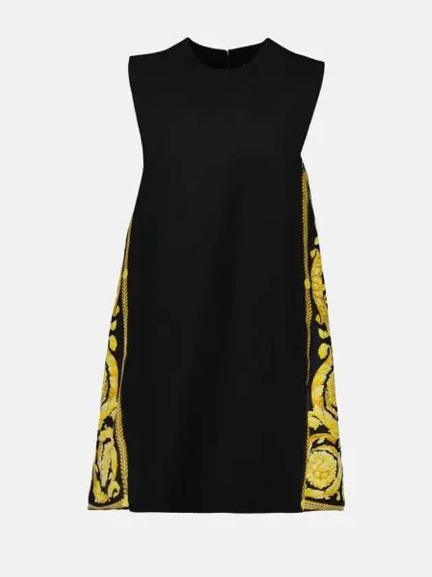 Barocco Panel Shift Short Dress Black - VERSACE - BALAAN 2