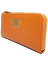 Women s Ferragamo 22 B950 Orange Leather Gold Plated Double Gancini Zippy Wallet - SALVATORE FERRAGAMO - BALAAN 3