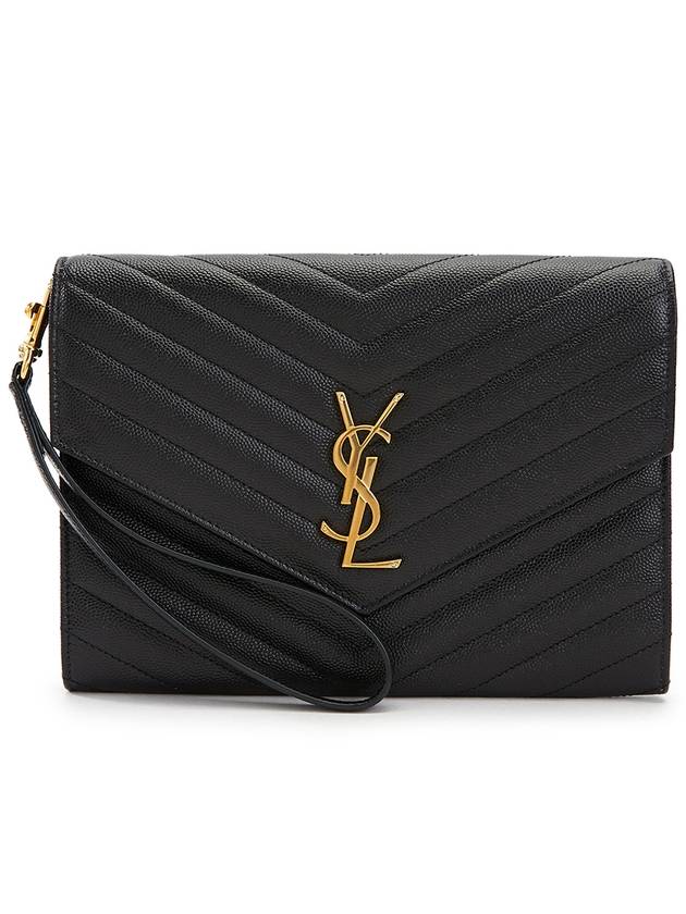 Grain De Poudre Cassandre Clutch Bag Black - SAINT LAURENT - BALAAN 2