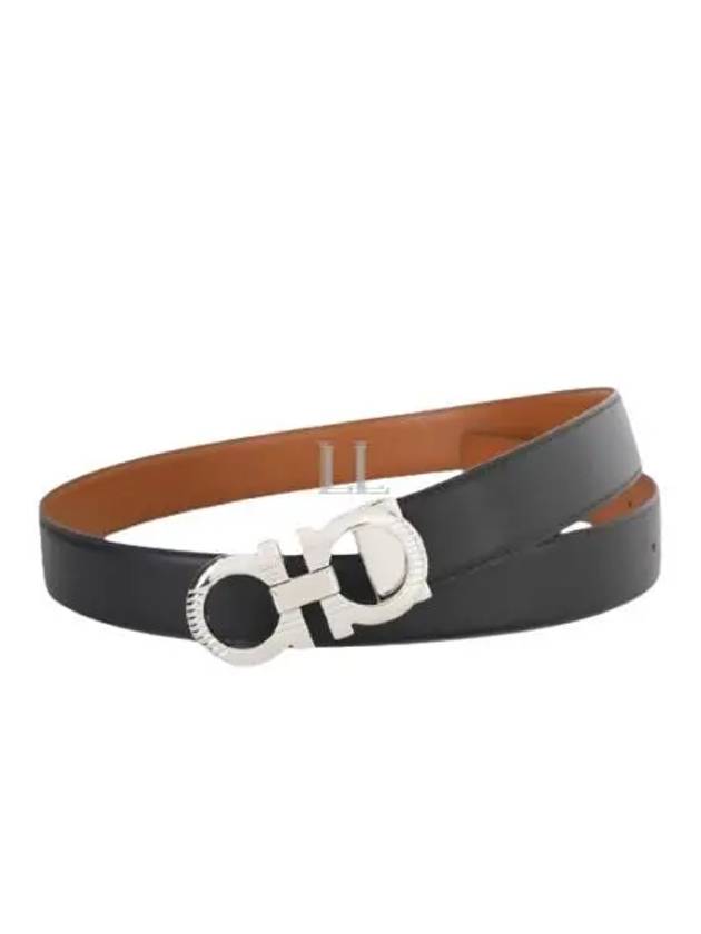 Gancini Buckle Reversible Leather Belt Black - SALVATORE FERRAGAMO - BALAAN 2