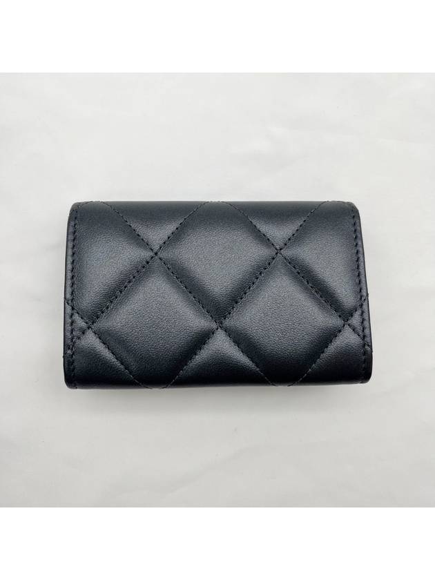 CC Logo Flap Lambskin Card Wallet Black - CHANEL - BALAAN 7