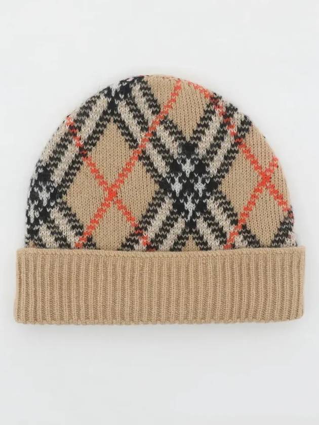 Check Cashmere Beanie Sand - BURBERRY - BALAAN 4