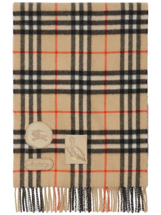 Badge Check Cashmere Scarf Sand - BURBERRY - BALAAN 4