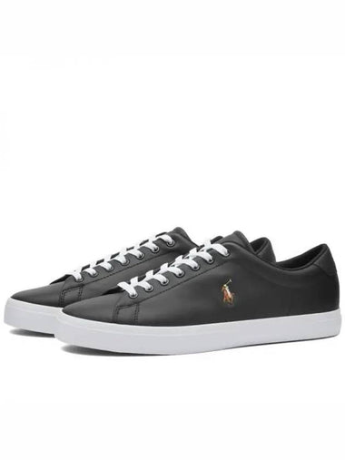 Logo Leather Low Top Sneakers Black - POLO RALPH LAUREN - BALAAN 1