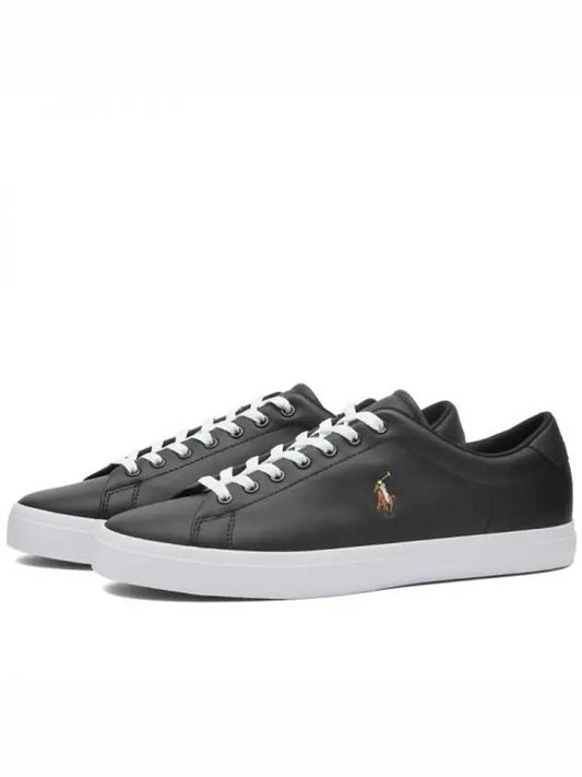 Logo Leather Low Top Sneakers Black - POLO RALPH LAUREN - BALAAN 1