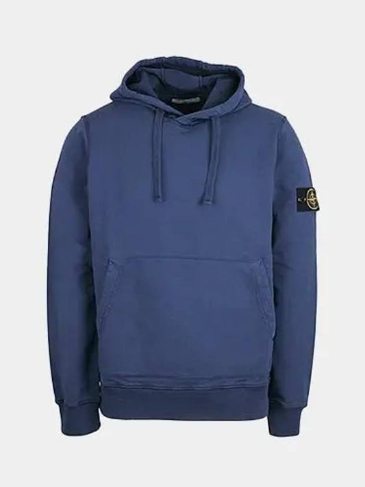 Wappen Patch Garment Dyed Hoodie Blue - STONE ISLAND - BALAAN 2