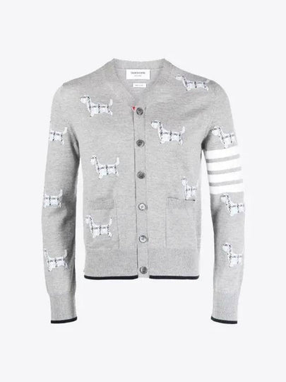 Hector Motif 4 Bar Cardigan Grey - THOM BROWNE - BALAAN 2