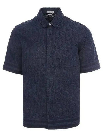 Homme Oblique Short Sleeve Blue Shirt 271931 - DIOR - BALAAN 1