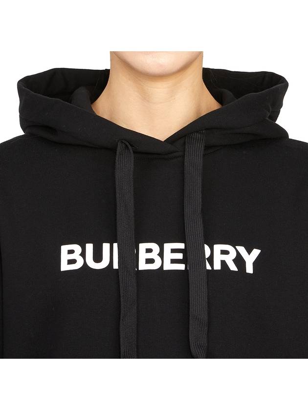 Logo Print Cotton Oversized Hoodie Black - BURBERRY - BALAAN 9