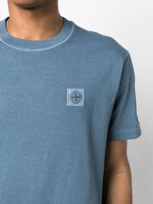 Organic Cotton Short Sleeve T-Shirt Avio Blue - STONE ISLAND - BALAAN 6